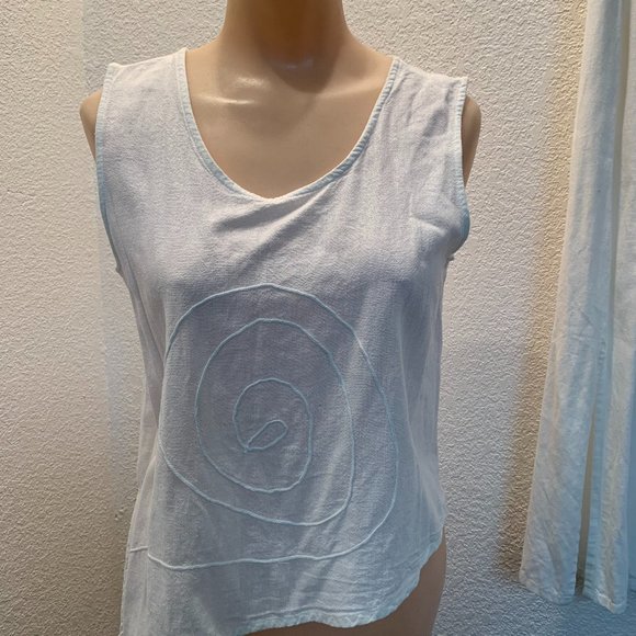 2 piece sleeveless skirt set white linen sz small - Picture 2 of 13